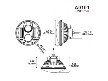 Faro delantero LED redondo de 7 pulgadas, A0101