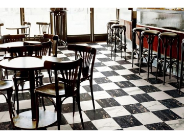 Azulejos de cerámica efecto mármol Portoro Italiano  (Baldosa de cerámica para piso, Azulejo de cerámica para pared, Azulejo clásico para interiores y exteriores)