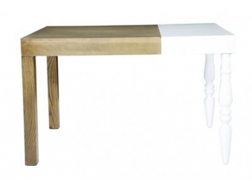 Mesa de comedor de madera de dos colores