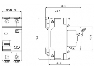 Dispositivo de corriente residual RCBO DAB5LE-63 4.5kA