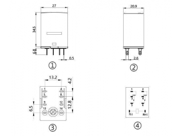 Relé electromagnético NNC68BVL (relé HH52P, HH53P, HH54P)