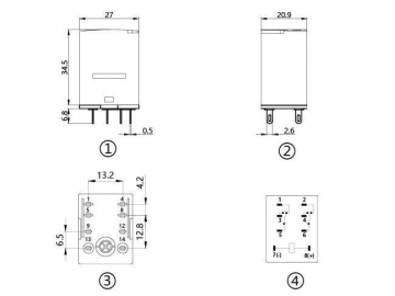 Relé electromagnético NNC68BZL (relé HH52P, HH53P, HH54P)