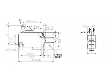 Microinterruptor con palanca de rodillo corta NV-16G/21G