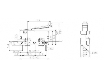 Mini interruptor con palanca arco NL-5W/10W