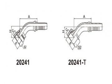 Racor codo giratorio hembra 45º ORFS (sello frontal), 20241