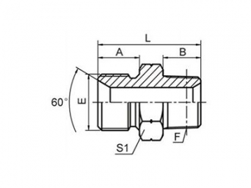 Adaptador macho cono 60º para manguera BSP, 1BT-SP