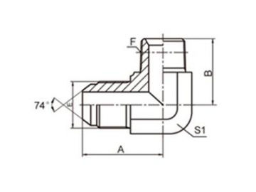 Adaptador de manguera macho con codo 90º JIC, 1JN9