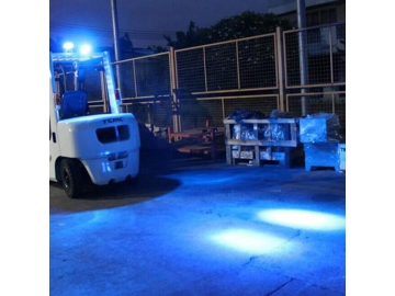 Reflector LED de seguridad con 9 LEDs grandes azules para montacargas