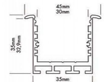 Perfil de aluminio con ranura en forma de T para bandas de luz LED