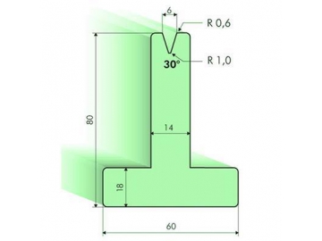 Matrices en T 30°, H=80mm
