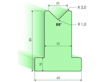 Matrices en T 88°, H=80mm