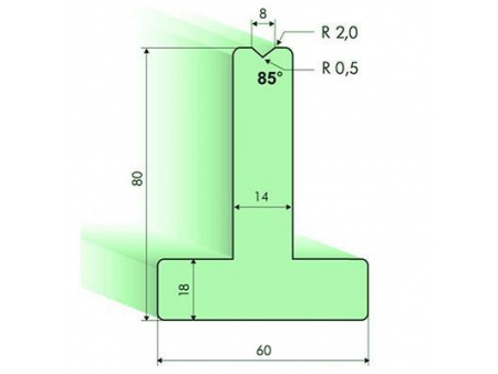 Matrices en T 85°, H=80mm