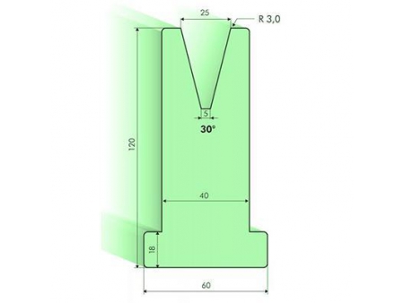 Matrices en T 30°, H=120mm