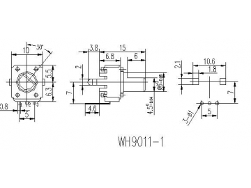 Potenciómetro rotatorio 9mm de eje aislado, WH9011-1