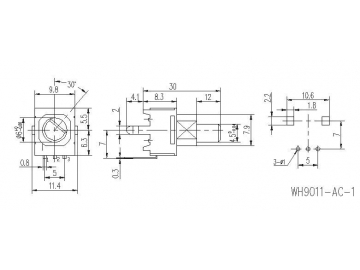 Potenciómetro rotatorio 9mm de eje aislado, WH9011-1C