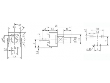 Potenciómetro rotatorio 9mm de eje aislado, WH9011-1C