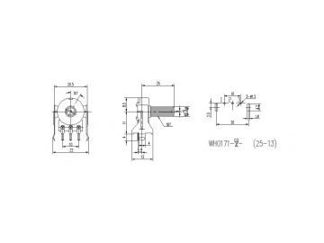 Potenciómetro rotatorio 17mm de eje aislado, WH0171-2