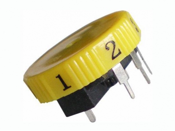 Potenciómetro con switch 28mm de eje metal, 10k ohm, WH028-5