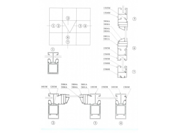 Perfil de aluminio para paño fijo modelo 120, 140, 150