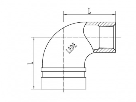 Codo ranurado reductor 90º