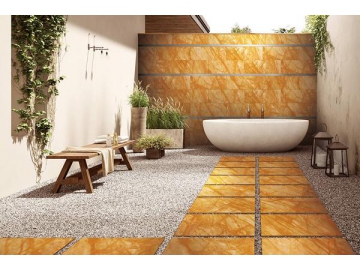 Azulejos efecto mármol Giallo Siena (Azulejos de porcelana para pared, Baldosas para piso, Baldosa de porcelana interior, Azulejo para exteriores)