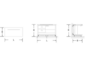 Puesto de trabajo para laboratorio con bastidor tipo C (modular)