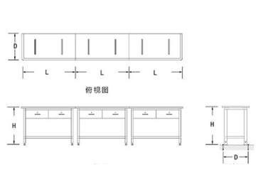 Puesto de trabajo para laboratorio con bastidor tipo H (modular)