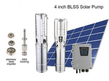 Bomba Solar Sumergible DC de 4 Pulgadas, con Impulsor de Acero SS304 BLSS;                      Bombas de Agua Solares