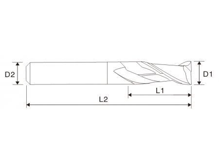 Fresa de extremo de 2 filos EMT01 (longitud regular)