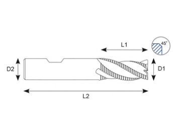 Fresa de extremo de 3 filos EMT15 (para aluminio, para desbaste)