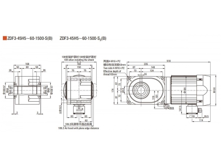 Motorreductor hipoidal F2/F3 de  1500W