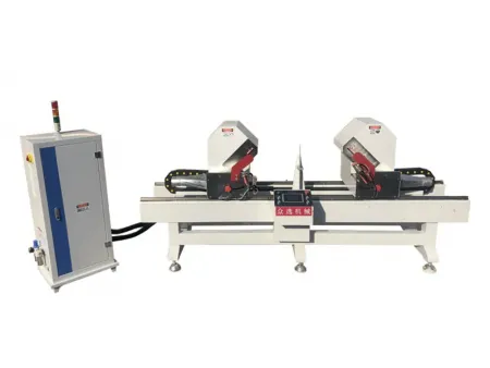Sierra ingletadora CNC de doble cabezal