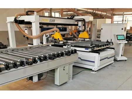 Máquina CNC para corte y taladrado en ambos extremos de jambas de puerta