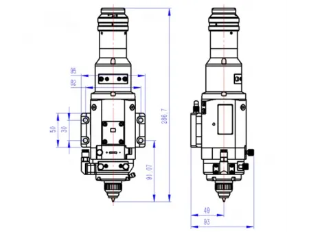 Cabezal láser de fibra de 2 kW para corte de precisión (enfoque manual)
