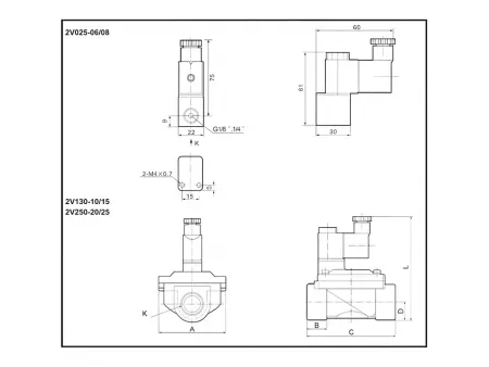 Serie 2V  Válvula solenoide de latón de 2/2 vías