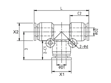 Racor a presión en T e Y