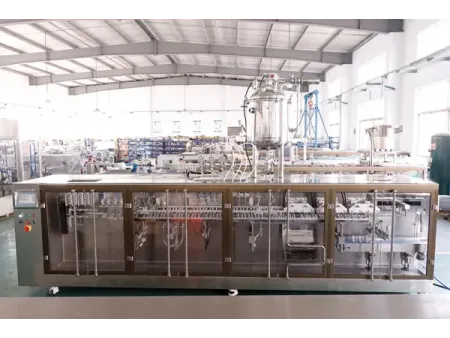 Envasadora de bolsas prefabricadas con forma, llenado con 4 boquillas