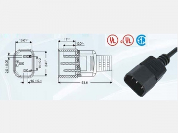 Conector IEC 60320 C14 UL817/CSA