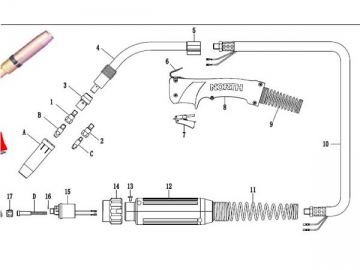 Pistola de soldadura MIG/MAG con refrigeración por aire N36