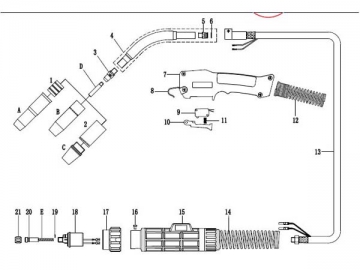 Pistola de soldadura MAG para cobre con refrigeración de aire NT4