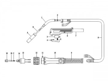 Pistola de soldadura para cobre con refrigeración por aire 200A