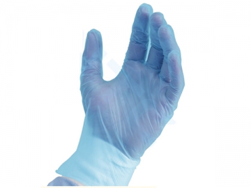 Guantes de vinilo azul desechables