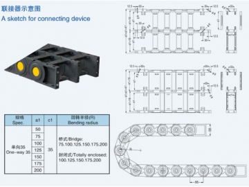 Cadena portacables de plástico de ingeniería de gran longitud ajustable serie TEZ(F)