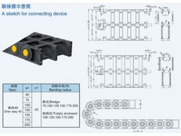 Cadena portacables de plástico de ingeniería de gran longitud ajustable serie TEZ(F)