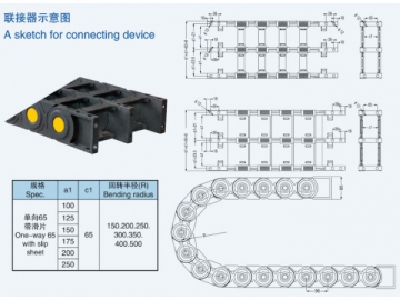 Cadena portacables de plástico de ingeniería de gran longitud ajustable serie TEZ(F)