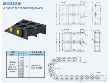 Cadena portacables de plástico de ingeniería de gran longitud ajustable serie TEZ(F)