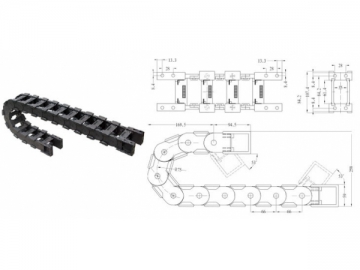 Cadena portacables de plástico de ingeniería deslizante para carga pesada