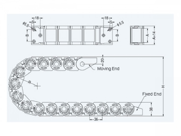 Cadena portacables de plástico de ingeniería de gran longitud ajustable serie TEZ(F)