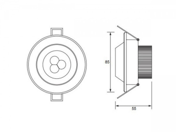 Foco empotrable LED de techo 3W