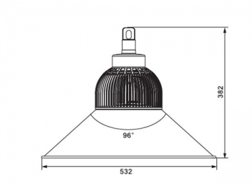 Lámpara LED de aluminio con aletas de enfriamiento para techos altos